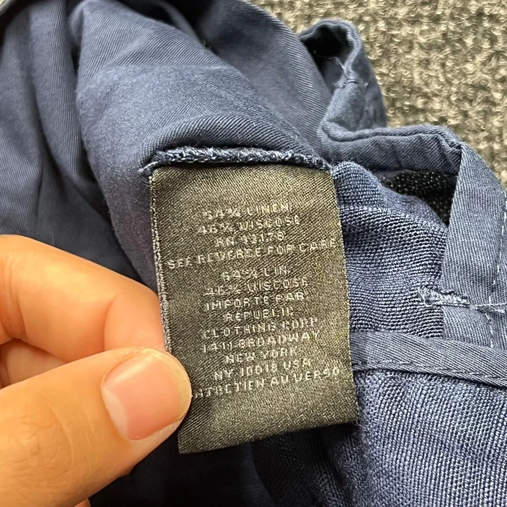 Magaschoni Man Blue Linen Blend Flat Front Trousers Pants Mens Size 32